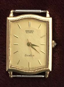 稼働品♪美品 SEIKO EXCELINE セイコー エクセリーヌ 14K 1221-5170 K14 14金 スクエア クオーツ 金 ゴールド 腕時計 管理KT285