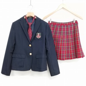 コムサ IVY COMME CA 美品 子ども服 女の子用 ジャケット スカート ネクタイ セット スーツ セットアップ 160 / 150 ネイビー レッド レデ