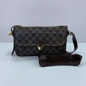 1円 ルイヴィトン Louis Vuitton ラヴェッロ ショルダーバッグ PVC レザー ブラウン 美品 ダミエ モノグラム YH632