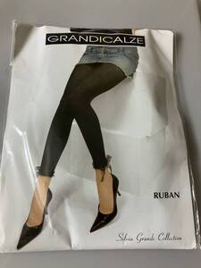 【送料無料】 GRANDICALZE RUBAN silvia grandi collection 70デニール 1/2 nero S-M レギンス リボン 黒 イタリア製