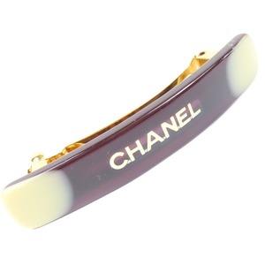 95204★1円スタート★CHANEL シャネル 綺麗 ヘアアクセサリー 髪留め ヴィンテージ バレッタ GP プラスチック ダークブラウン