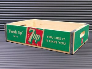 【７ＵＰ・セブンアップ】※《ウッドボックス／ライトグリーン》 アメリカン雑貨　インテリア収納　ドリンクケース　木箱
