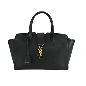 サンローラン SAINT LAURENT ベイビー ダウンタウン カバス 635346 ハンドバッグ ブラック 黒 ゴールド金具 レザー YSLロゴ 中古