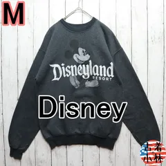 レディースM 【美品】   Disney ディズニー  スウェット トレーナー クルーネック 裏起毛 プリント 無地 プリント 後染め 黒染め フェードブラック 普通 USA古着 00521