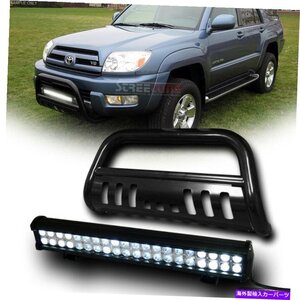 03-09 4RunnerブラックブルバーバンパーグリルガードW/120WクリーLEDフォグライトFor 03-09 4Runner Black Bull Bar Bumper Grille Guard