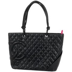 シャネル CHANEL カンボンライン ラージ トートバッグ ココマーク ショルダーバッグ トートバッグ レザー ブラック A25169 レディース 【中古】