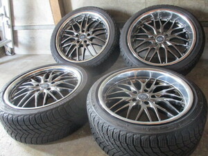 冬用+(深リム&MESH)!! Voltec (18 x8x9 +38 5H/114,3) バリ溝(MICHELIN SNOW) 235/40R18 クラウン カムリ マークX オデッセイ エスティマ 