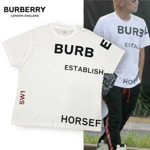 正規品 BURBERRY バーバリー HORSEFERRY PRINT S/S TEE ホースフェリー 半袖コットン ロゴ Tシャツ ホワイト L メンズ