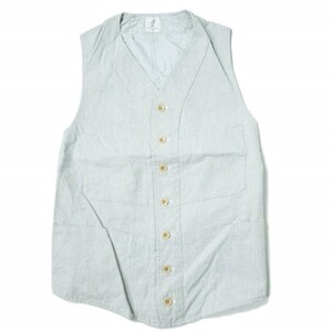 ANATOMICA アナトミカ フランス製 SAGAN VEST - COTTON STRIPE コットンストライプサガンベスト S BLUE ジレ ハンティング トップス g8761