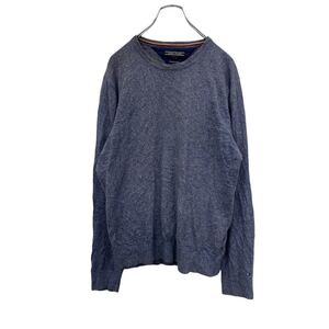 TOMMY HILFIGER ニットセーター M ブルー トミーヒルフィガー 丸首セーター ワンポイントロゴ 古着卸 アメリカ仕入 t2202-3981