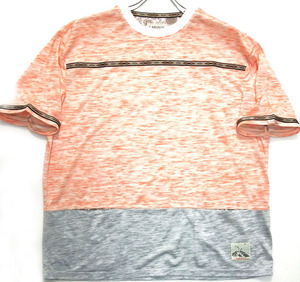 バイカラー 切り替えTシャツ 杢編み 大きいサイズ Orange 2Lサイズ Caribou CBC-1144 残りわずか 送料込み価格!