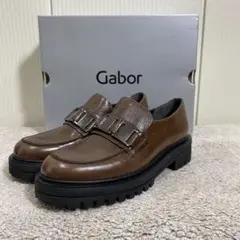 未使用 Gabor ガボール ベルトローファー 厚底 本革 レザー 24cm