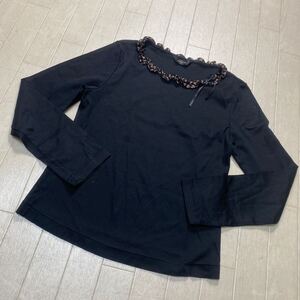 4005☆ INGEBORG インゲボルグ トップス 長袖カット 長袖Tシャツ カジュアル レディース S ブラック