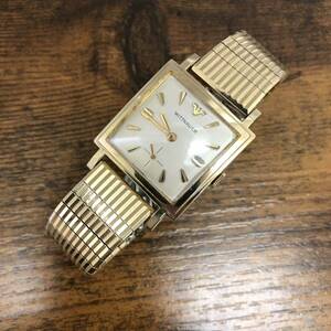 1950s ビンテージ ウィットナー ロンジン longines wittnauer 角型 スクエア 金張 手巻 腕時計 稼働品 アンティーク タンク メンズ