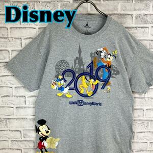 Disney ディズニーパークス WDW 肉厚プリント Tシャツ 半袖 輸入品 春服 夏服 海外古着 キャラクター 2019 ミッキー ドナルド プルート