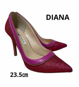 ダイアナ　DIANA パンプス ハイヒール シューズ キラキララインストーン　ピンク 23.5㎝ レディース　女性　人気　可愛い　ポインテッド