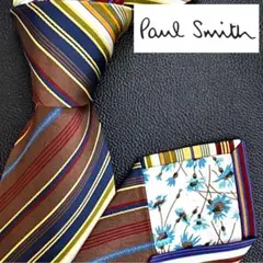 【未使用】PAUL SMITH  マルチカラー　ストライプ　花柄　総柄　シルク