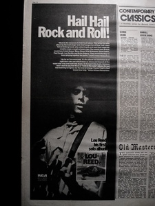 LOU REED(ルー・リード) ex. Velvet Underground◎1st◎稀少アルバム広告◎『MELODY MAKER』原紙[1972年]