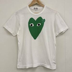 PLAY COMME des GARCONS 緑 ハート プリント ワッペン 半袖 Tシャツ ホワイト Mサイズ コムデギャルソン Tee カットソー archive 1054