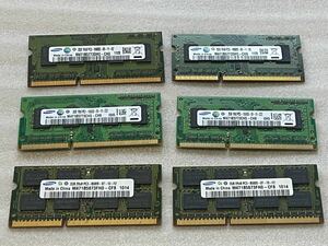 【ジャンク】ノートPC用メモリ SAMSUNG PC3-10600S / PC3-8500S 2GB 6枚セット【1円スタート】
