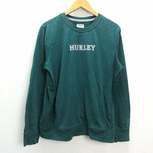 k■ハーレー/Hurley ロゴ刺繍 スウェットシャツ/トレーナー【M】緑/MENS■64【中古】