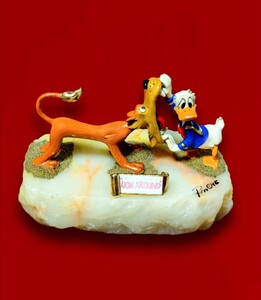 ■1990年代 DISNEY GALLERY COLLECTION■Disney Donald Duck■Ron Lee■Lion Around Figure■天然石 