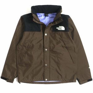 極美 ザ・ノースフェイス NP12333 MOUNTAIN RAINTEX JACKET フード入 ロゴ刺繍 ZIP ジャケット マウンテンパーカー 茶 黒 L 正規品 メンズ