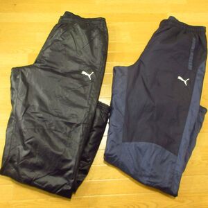 ◎使用少なめ！XL 2本セット！PUMA プーマ◆厚手 ナイロンパンツ 中綿 防寒 スポーツ 秋冬！◆メンズ 黒x紺 まとめ売り◆CA0489