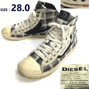 DIESEL/ディーゼル★ハイカットスニーカー/ショートブーツ【size:28.0/黒×白/black×white】チェック柄/Boots/Shoes◆pWB92-31