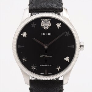 ■ 1円 ～ 中古品 参定34.1万■ グッチ GUCCI ■ Gタイムレス 126.3 メンズ 腕時計 ■ 自動巻き ブラック 黒 タイガーヘッド ビー YA126365