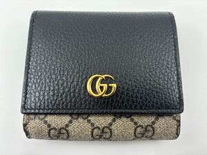 【未使用品】GUCCI グッチ　ダブルG GGマーモント　GGスプリームキャンバス　598587 ミディアム ウォレット　二つ折り財布　レザー　