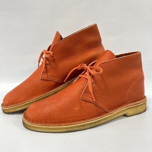 Clarks ORIGINALS/クラークス オリジナルス/希少/シボ革/クレープソール デザートブーツ/オレンジブラウン/レザー/25.0cm/チャッカブーツ