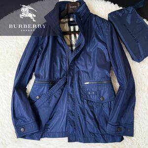 e25 【純正カバー付属】定価12万●BURBERRY LONDON●撥水レインコーデに大活躍〜ブルゾンジャンパー バーバリージャケット メンズ L 