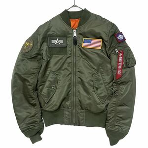 【 ALPHA 】 美品 MA-1 ベルクロ ワッペン フライト ジャケット FLEX BOMBER JACKET リバーシブル フレックス ボンバー XS アルファ