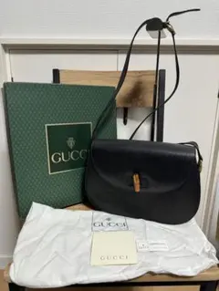 美品　GUCCI バンブー　ショルダーバッグ　ヴィンテージ　グッチ　ブラック