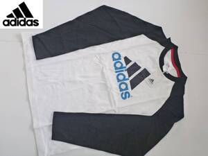 新品 adidas アディダス★黒×白　長袖　Tシャツ　綿100　160　大人のS相当