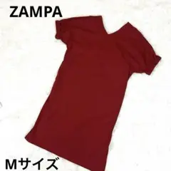 ZAMPA  バックツイストオープンワンピース　エンジ色　M