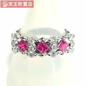 質屋出品【リング】Pt900 ルビー 0.57ct ダイヤモンド デザイン 指輪 中古