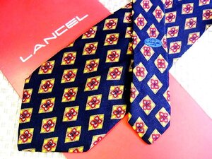 ♪34619C♪良品【花 植物 菱形 柄】ランセル【LANCEL】ネクタイ