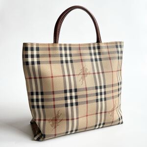 1円〜 Burberry バーバリー トートバッグ シャドーホース ノバチェック バーバリーチェック ベージュ系 キャンバス B299