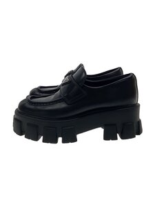 PRADA◆モノリスブラッシュドレザーローファー/-/BLK/レザー/SDE129