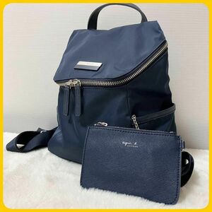 極美品 ポーチ付 アニエスベー リュック agnes b. voyage 紺