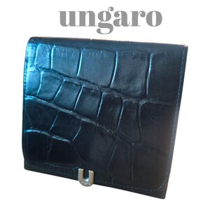 １円〜【未使用級】ungaro ウンガロ レザー クロコダイル 財布 二つ折り 希少 レア