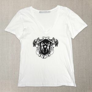 JOHN LAWRENCE SULLIVAN ジョンローレンスサリバン ★ カットソー Tシャツ Vネック プリント 半袖トップス 32 XS相当 ブランド ホワイト 白