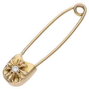 クロムハーツ Chrome Hearts 22K SAFETY PIN S 1DIA/22Kスモールセーフティピン 1ダイヤ/ゴールドネックレストップ 中古 SJ02