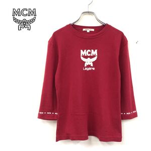 1I2181-W-N◆MCM Legere エムシーエム レジェール 七分袖カットソー ロゴ シンプル カジュアル レディース◆size:L レッド系 コットン