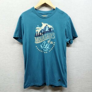 F539 adidas アディダス Ｔシャツ 半袖 カットソー マウンテン 山 プリント アウトドア スポーツ カットソー コットン ブルー系 メンズ