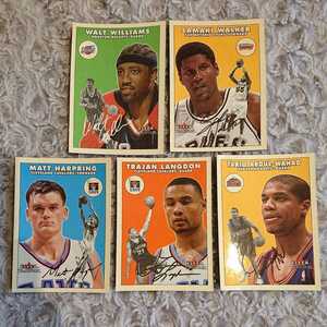 FLEER 2001 ☆ プリントサインカード 5枚セット ☆ WALT WILLIAMS , SAMAKI WALKER , MATT HARPRING , TRAJAN LANGDON , TARIQ ABDUL-WAHAD