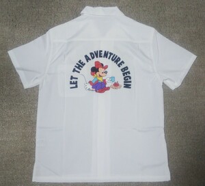 ◎超美品◎清涼◎超かわいい◎Disneyディズニーミッキーマウスプリントオープンカラー半袖シャツ size L ホワイト