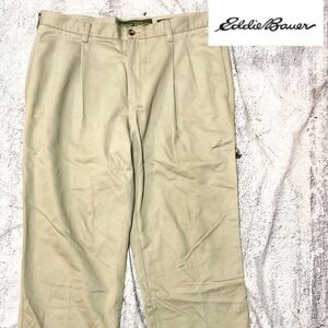 ★Eddie Bauer ベージュ タック チノパン スラックスパンツ★patagonia polo ラルフローレン stussy アメカジ levis lee dickies 古着 